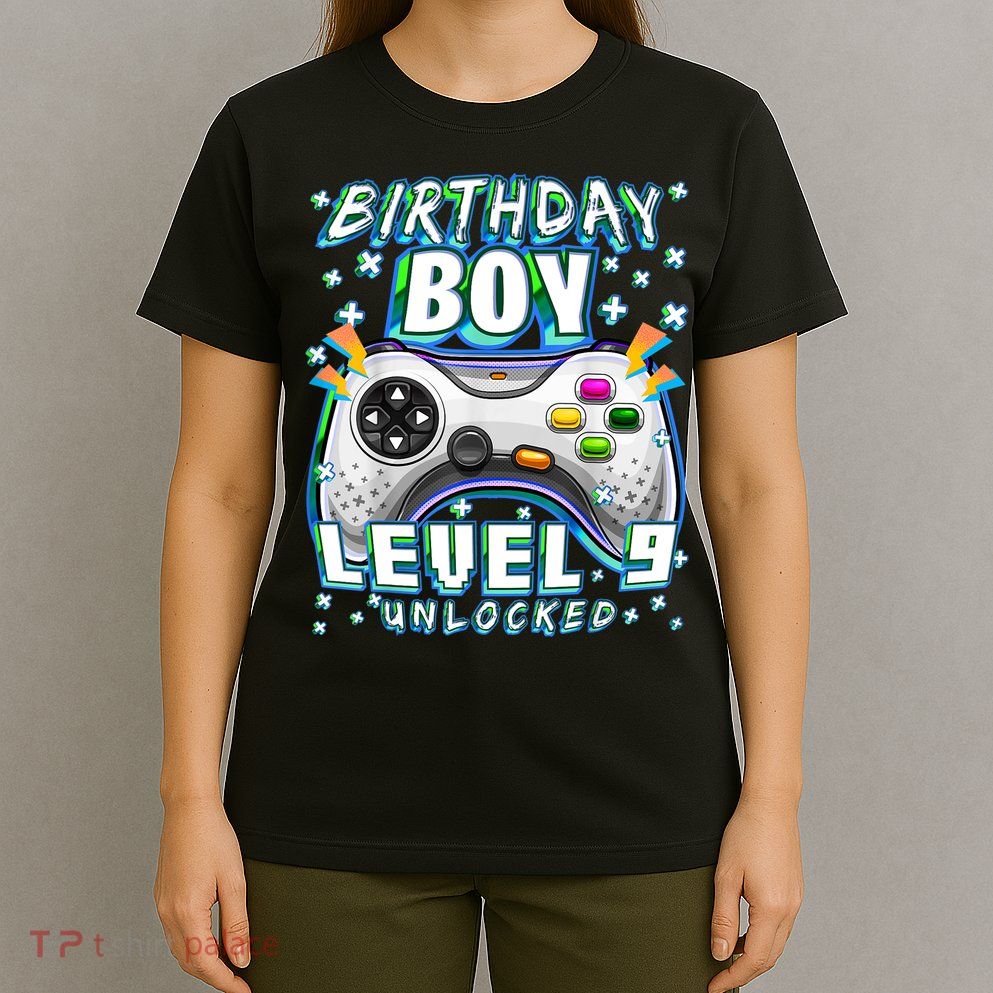 Level 9 Unlocked Video Game 9th Birthday Gamer Boys TShirt T-Shirt