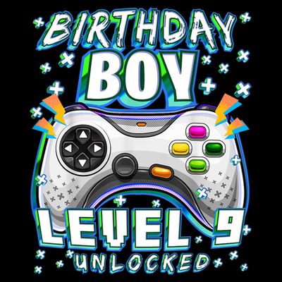 Level 9 Unlocked Video Game 9th Birthday Gamer Boys TShirt T-Shirt