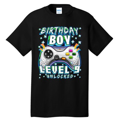 Level 9 Unlocked Video Game 9th Birthday Gamer Boys TShirt Tall T-Shirt