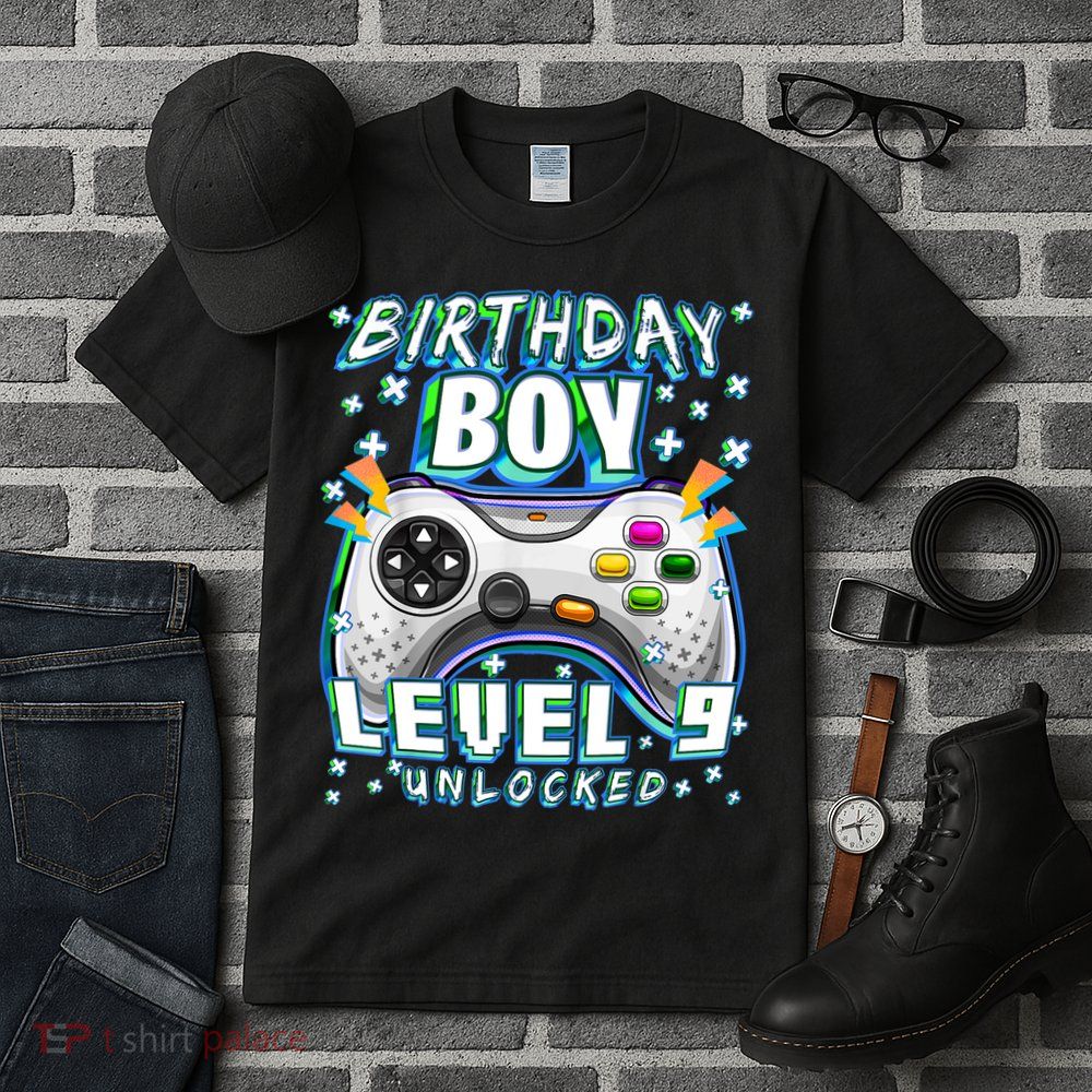 Level 9 Unlocked Video Game 9th Birthday Gamer Boys TShirt Tall T-Shirt