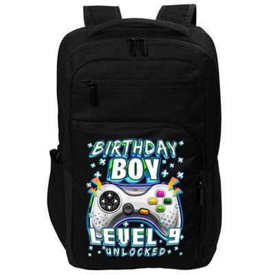 Level 9 Unlocked Video Game 9th Birthday Gamer Boys TShirt Impact Tech Backpack