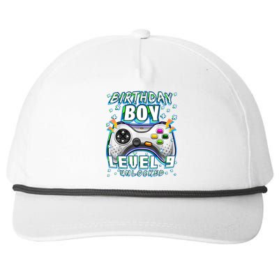 Level 9 Unlocked Video Game 9th Birthday Gamer Boys TShirt Snapback Five-Panel Rope Hat