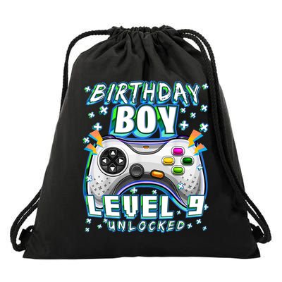 Level 9 Unlocked Video Game 9th Birthday Gamer Boys TShirt Drawstring Bag