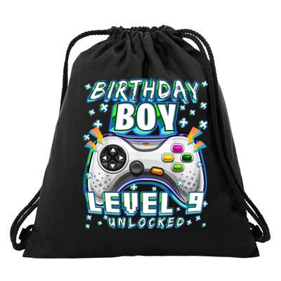 Level 9 Unlocked Video Game 9th Birthday Gamer Boys TShirt Drawstring Bag