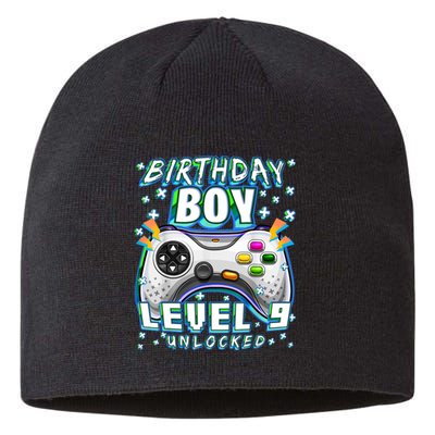 Level 9 Unlocked Video Game 9th Birthday Gamer Boys TShirt Sustainable Beanie