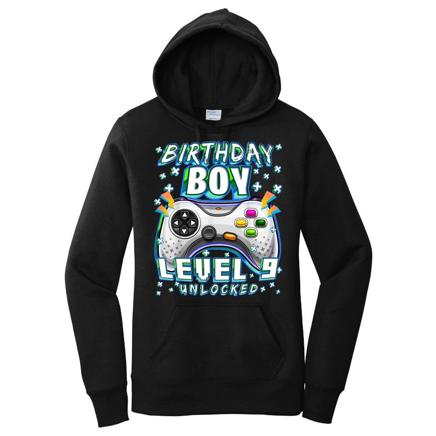 Level 9 Unlocked Video Game 9th Birthday Gamer Boys TShirt Women's Pullover Hoodie