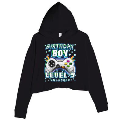 Level 9 Unlocked Video Game 9th Birthday Gamer Boys TShirt Crop Fleece Hoodie