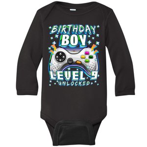 Level 9 Unlocked Video Game 9th Birthday Gamer Boys TShirt Baby Long Sleeve Bodysuit