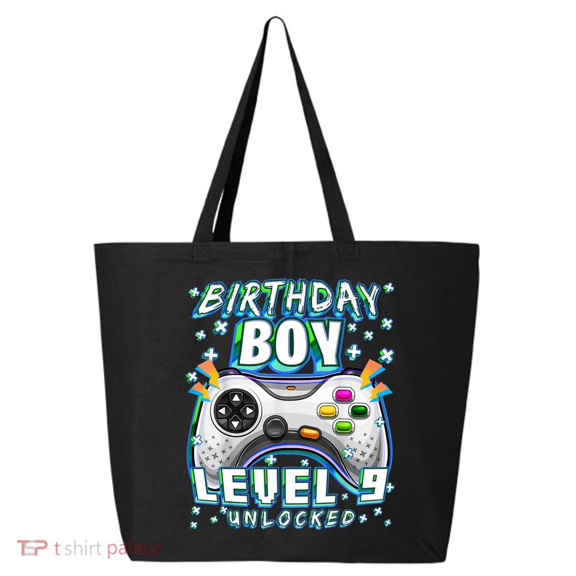 Level 9 Unlocked Video Game 9th Birthday Gamer Boys TShirt 25L Jumbo Tote