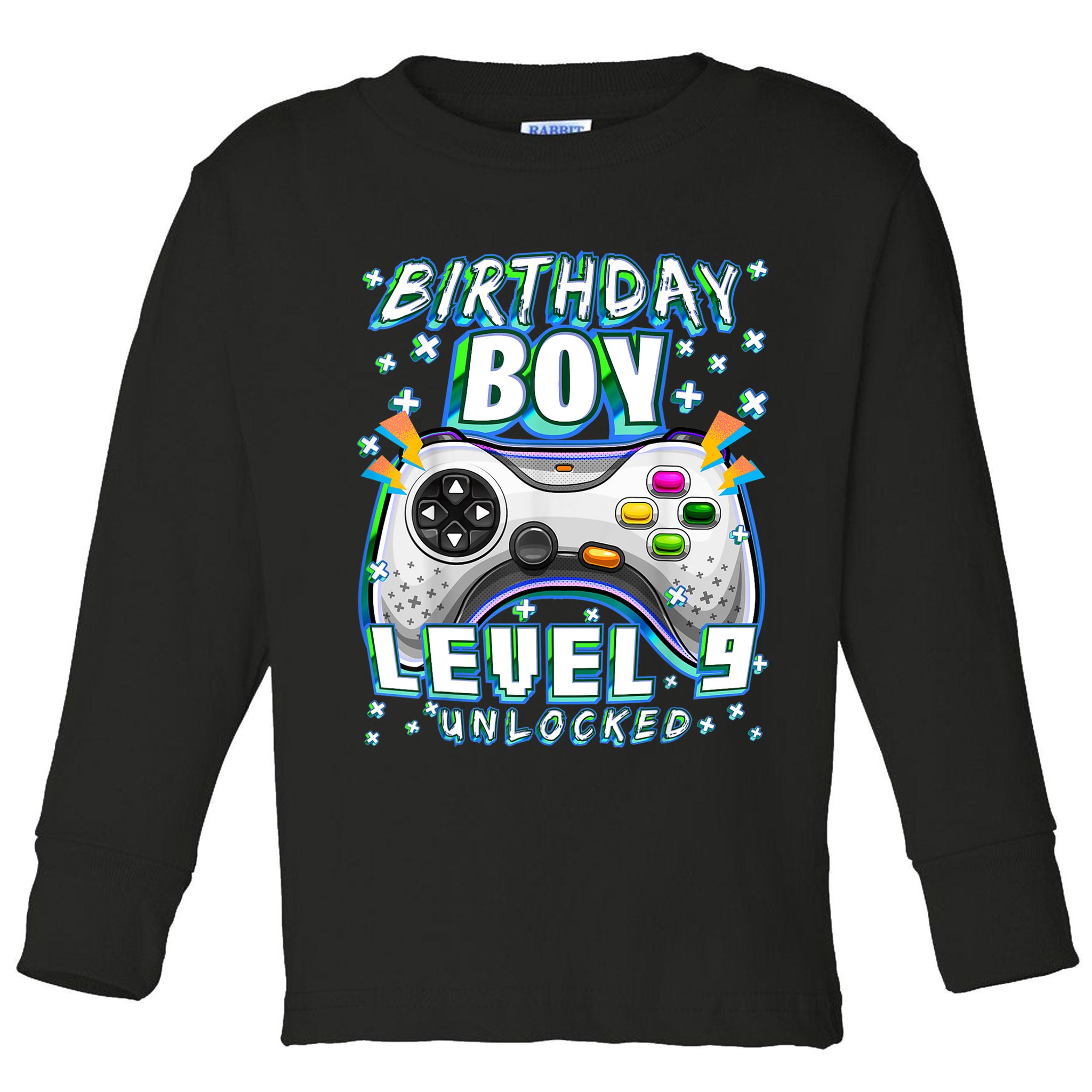 Level 9 Unlocked Video Game 9th Birthday Gamer Boys TShirt Toddler Long Sleeve Shirt