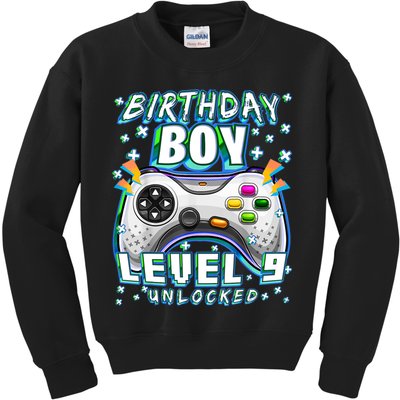 Level 9 Unlocked Video Game 9th Birthday Gamer Boys TShirt Kids Sweatshirt