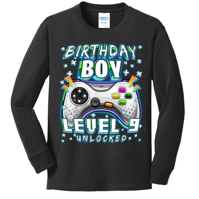 Level 9 Unlocked Video Game 9th Birthday Gamer Boys TShirt Kids Long Sleeve Shirt