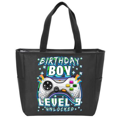 Level 9 Unlocked Video Game 9th Birthday Gamer Boys TShirt Zip Tote Bag