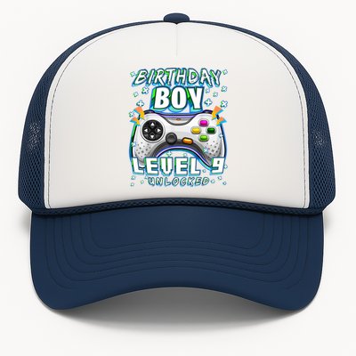 Level 9 Unlocked Video Game 9th Birthday Gamer Boys TShirt Trucker Hat