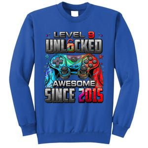 Level 9 Unlocked Awesome Since 2015 9th Birthday Gaming Sweatshirt