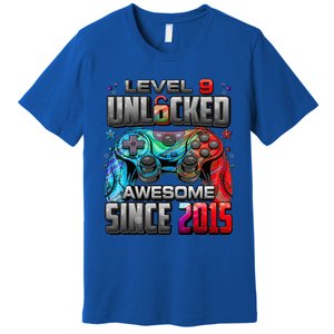 Level 9 Unlocked Awesome Since 2015 9th Birthday Gaming Premium T-Shirt