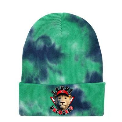 Level 9 unlocked 9 year old birthday lion born 2014 Tie Dye 12in Knit Beanie