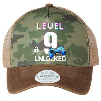 Level 9 Unlocked Video Game 9th Birthday Boy Gamer Legacy Tie Dye Trucker Hat