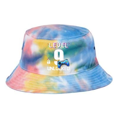 Level 9 Unlocked Video Game 9th Birthday Boy Gamer Tie Dye Newport Bucket Hat