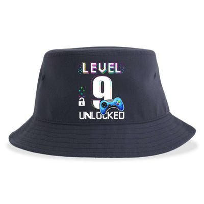 Level 9 Unlocked Video Game 9th Birthday Boy Gamer Sustainable Bucket Hat