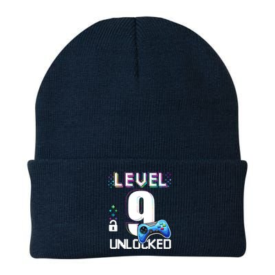 Level 9 Unlocked Video Game 9th Birthday Boy Gamer Knit Cap Winter Beanie