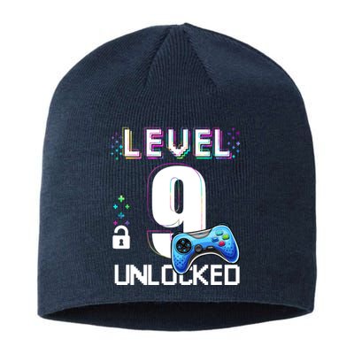 Level 9 Unlocked Video Game 9th Birthday Boy Gamer Sustainable Beanie