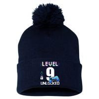 Level 9 Unlocked Video Game 9th Birthday Boy Gamer Pom Pom 12in Knit Beanie