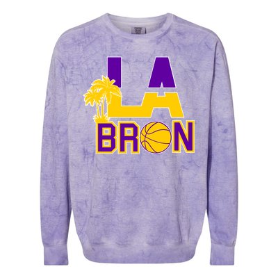 LA Bron Basketball Palm Tree Logo Colorblast Crewneck Sweatshirt