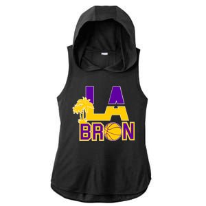 LA Bron Basketball Palm Tree Logo Ladies PosiCharge Tri-Blend Wicking Draft Hoodie Tank