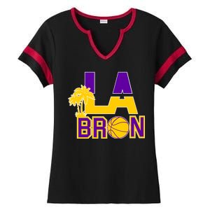 LA Bron Basketball Palm Tree Logo Ladies Halftime Notch Neck Tee