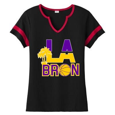 LA Bron Basketball Palm Tree Logo Ladies Halftime Notch Neck Tee