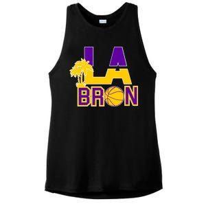 LA Bron Basketball Palm Tree Logo Ladies PosiCharge Tri-Blend Wicking Tank