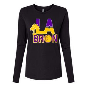 LA Bron Basketball Palm Tree Logo Womens Cotton Relaxed Long Sleeve T-Shirt