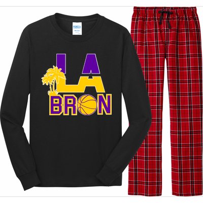 LA Bron Basketball Palm Tree Logo Long Sleeve Pajama Set