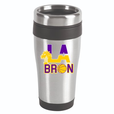 LA Bron Basketball Palm Tree Logo 16oz Travel Tumbler