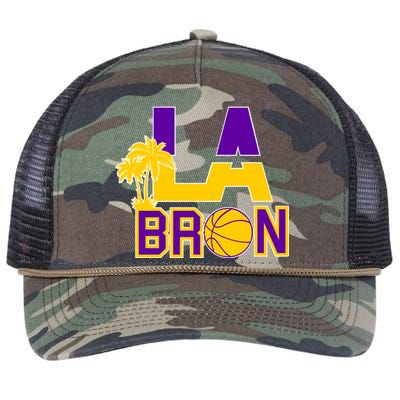 LA Bron Basketball Palm Tree Logo Retro Rope Trucker Hat Cap