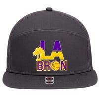 LA Bron Basketball Palm Tree Logo 7 Panel Mesh Trucker Snapback Hat