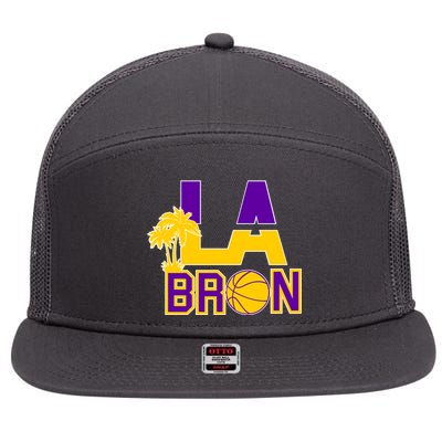 LA Bron Basketball Palm Tree Logo 7 Panel Mesh Trucker Snapback Hat