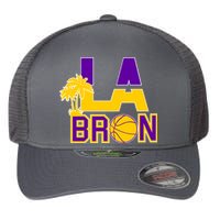 LA Bron Basketball Palm Tree Logo Flexfit Unipanel Trucker Cap