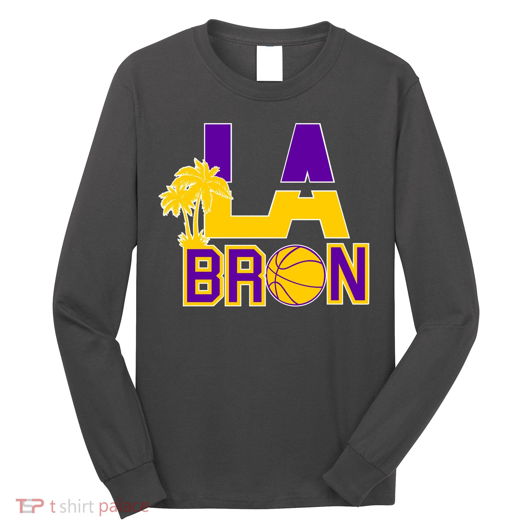 LA Bron Basketball Palm Tree Logo Long Sleeve Shirt
