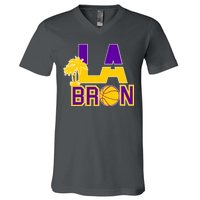 LA Bron Basketball Palm Tree Logo V-Neck T-Shirt