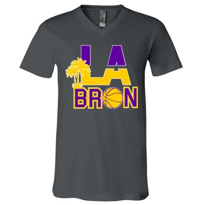 LA Bron Basketball Palm Tree Logo V-Neck T-Shirt