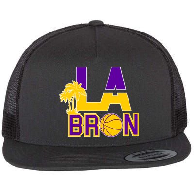 LA Bron Basketball Palm Tree Logo Flat Bill Trucker Hat