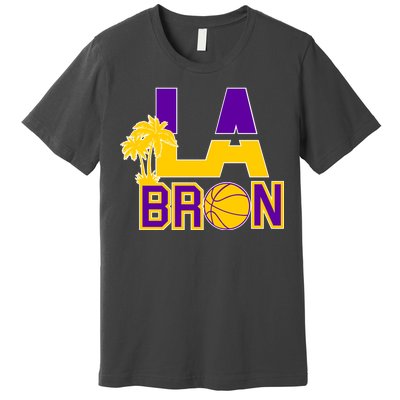 LA Bron Basketball Palm Tree Logo Premium T-Shirt