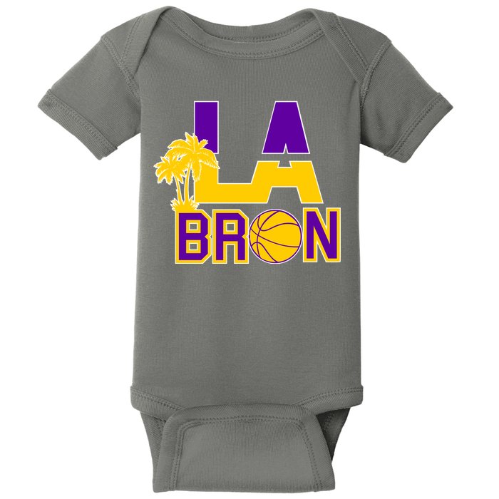 LA Bron Basketball Palm Tree Logo Baby Bodysuit