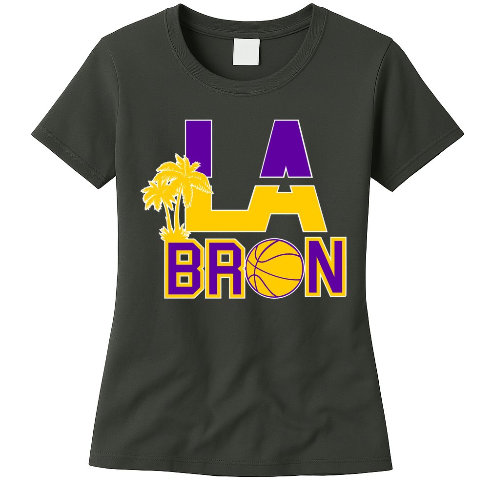 LA Bron Basketball Palm Tree Logo Womens T-Shirt