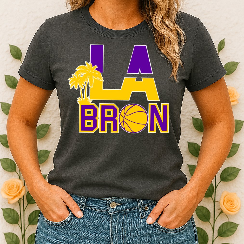 LA Bron Basketball Palm Tree Logo Womens T-Shirt