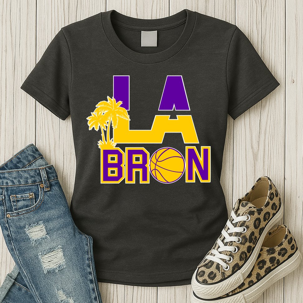 LA Bron Basketball Palm Tree Logo Womens T-Shirt
