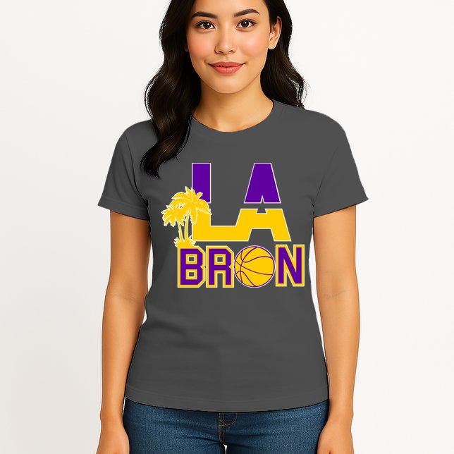 LA Bron Basketball Palm Tree Logo Womens T-Shirt