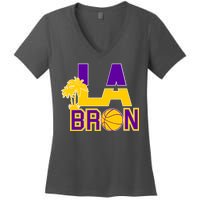 LA Bron Basketball Palm Tree Logo Women's V-Neck T-Shirt